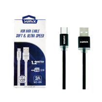 SUNIX- SC-09 - USB-TYPE-C-5-Farb.Sort - Silikon Kab..-1,2m