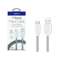 SUNIX- SC-12- Micro USB-Metall-Kabel- highspeed 2 Ampere- 1m