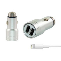 SUNIX- S-308-A -  Dual USB CAR Charger inkl. IOS Kabel - 2,4 A
