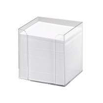 PaperFOXX Zettel-Box Transparent - 800 Blatt 90x90mm Weiss