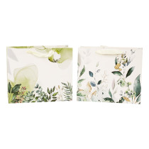 Geschenktüte "Muster Grünpflanzen" - quer - 31 x 26 x 12 cm