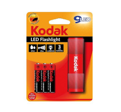 Kodak 9xLED Aluminium Taschenlampe / rot / inkl. 3xAAA Batterien