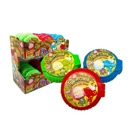 Sour "Fun-a-Conda" Saure Kaugummirolle m. Tattoo - 16 g