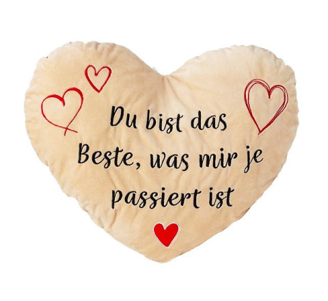 Plüsch-Herz "Du bist das Beste was mir je passiert ist" - beige - 41 cm