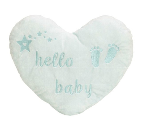 Plüsch-Herz "Hello baby" - hellblau - 30 cm