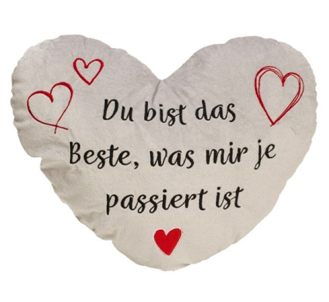 Plüsch-Herz "Du bist das Beste was mir je passiert ist" - grau - 41 cm