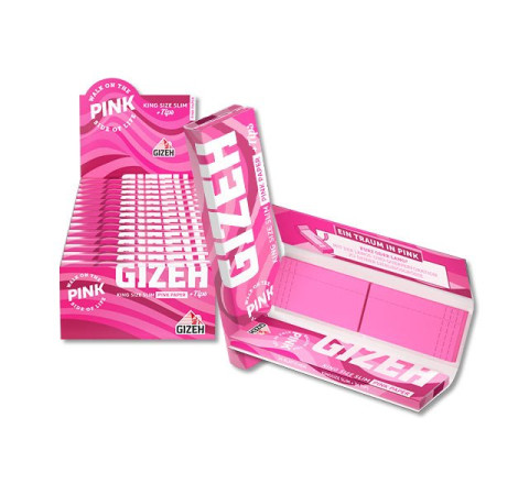 Gizeh All Pink King Size Slim + Tips - 34 Blättchen u. 34 Tips in 26er