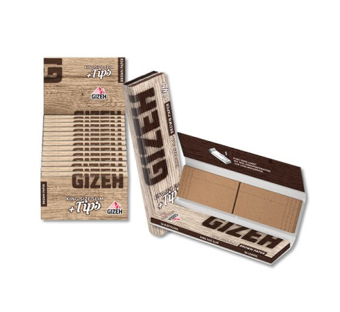 Gizeh Brown King Size Slim + Tips - 34 Blättchen u. 34 Tips in 26er