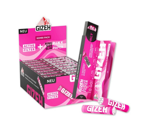 Gizeh - PINK Papers KSS + Aktivkohle Filter - 16 x 34 Blatt + 16 Active Filter