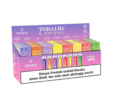 TobaliQ E-Shisha "DAZZLE" - 24er Mix Display - 600 Züge - 20 mg