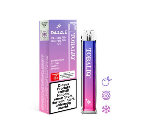TobaliQ E-Shisha "DAZZLE" - Blueberry Rapsberry Ice - 600 Züge - 20 mg Nikotin