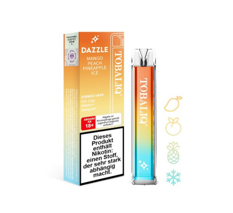 TobaliQ E-Shisha "DAZZLE" - Pineapple Coconut - 600 Züge - 20 mg Nikotin