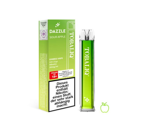 TobaliQ E-Shisha "DAZZLE" - Sour Apple - 600 Züge - 20 mg Nikotin