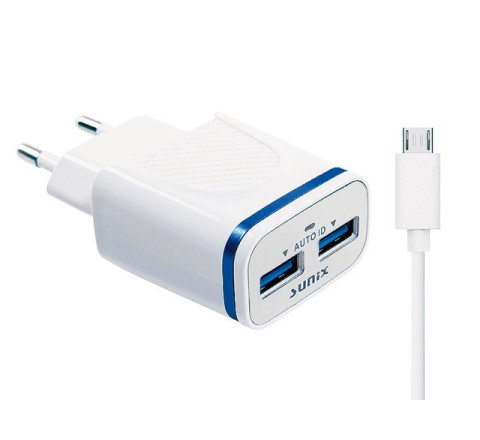 SUNIX- S-209-M  - DUAL HOME 2Port USB - inkl. Micro USB - 2.1A