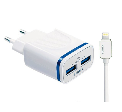 SUNIX- S-209-A - DUAL HOME 2Port USB - inkl. IOS KABEL - 2.1A