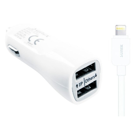 SUNIX- S-307-A  - 2-Port-USB CAR Adap.- 2.4A inkl. IOS-APPLE 1,2m