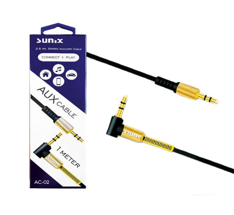SUNIX- AC-02 "Stereo AUX Cable - Winkelstecker" 3,5mm - 1m