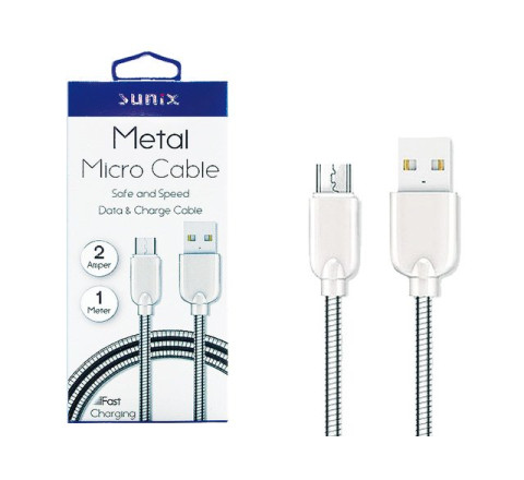 SUNIX- SC-12- MICRO USB-Metall-Kabel- highspeed 2 Ampere- 1m