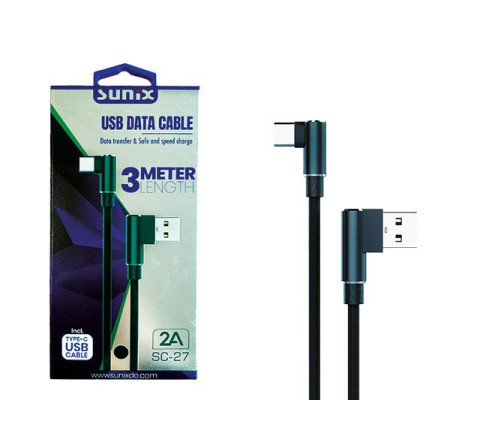 SUNIX- SC-27 - TYP-C  USB Datenkabel Winkelstecker - 3m