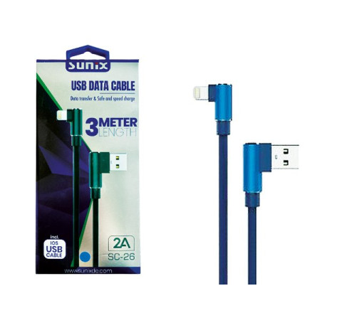SUNIX- SC-26 - Apple-IOS USB Datenkabel Winkelstecker - 3m