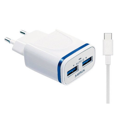 SUNIX- S-209-C - DUAL  HOME 2Port USB - inkl. USB TYP-C - 2.1A