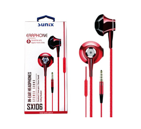SUNIX- SX106 - ROT-  In-Ear Headphones - 3,5mm