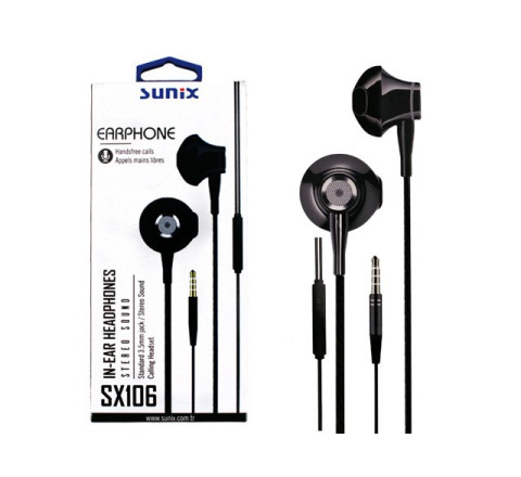SUNIX- SX106 - SCHWARZ -  In-Ear Headphones  - 3,5mm