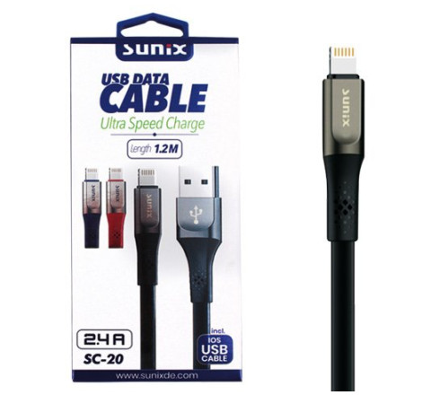 SUNIX- SC-20 Apple-IOS  USB Datenkabel- 1,2m - 2,4 A