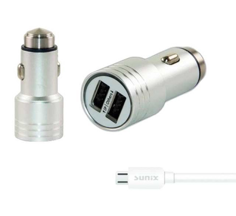 SUNIX- S-308-M -  Dual Port Fast Charger inkl. Micro-USB Kabel - 2,4 A