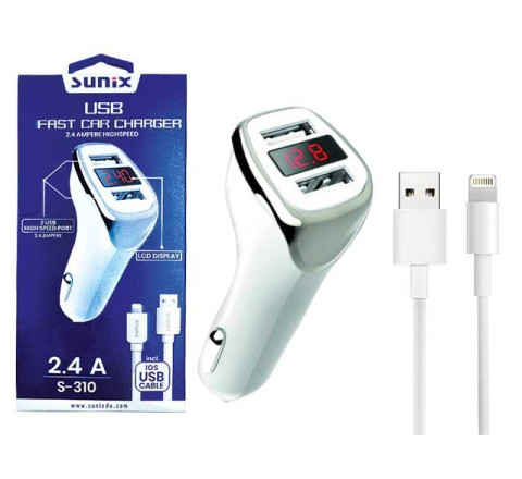 SUNIX- S-310-A  - FAST Car Charger inkl. Apple-IOS - 2.4 A - PKW