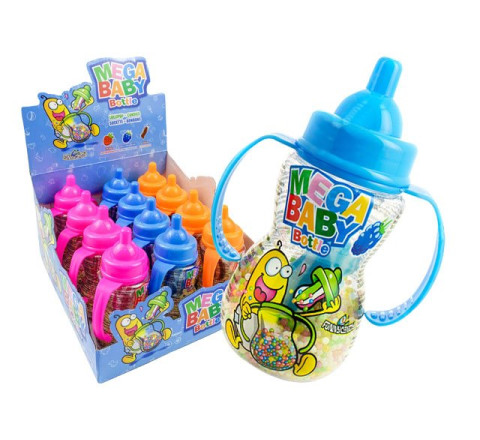 "Mega Baby Bottle" - Babyflasche-Lollipop + Candy-Perlen - 11 cm - 50 g