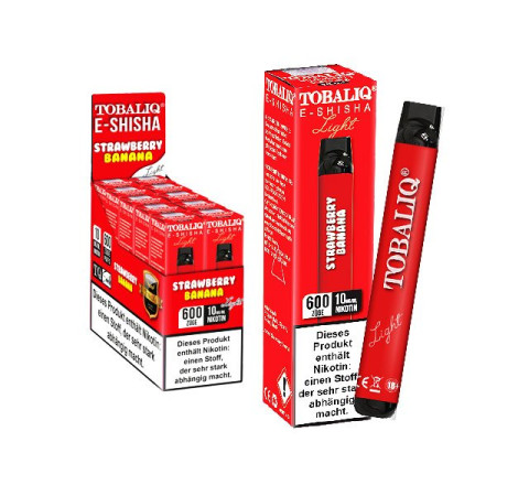 TobaliQ E-Shisha TQ-Smile "Strawberry Banana" - 600 Züge - "10 mg Nikotin"