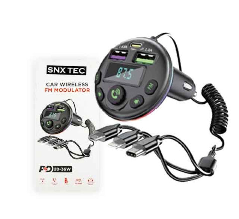TORIMA-G14 36W BT  Fm Transmitter-Digital-Display. ink. 3-er Kabel