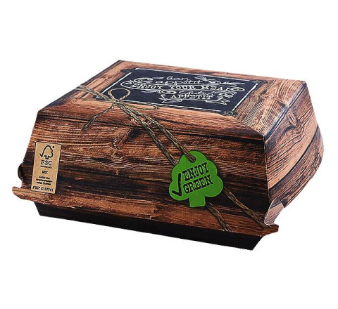 Burger-Box m. fettabweisender Besch. - 11,5 x 10,5 x 7,5cm - Gr. M