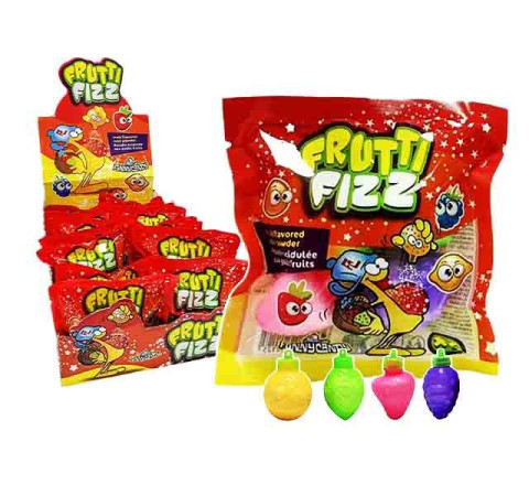 Frutti Fizz -Saure Fruchtpulver in 4-Geschmacksrichtungen - 18er Display