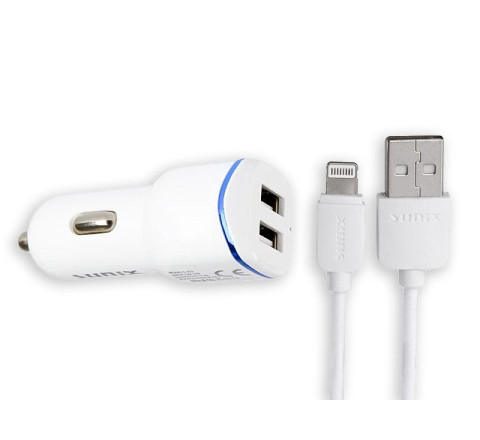 SUNIX- S-311-A  DUAL- FAST Car Charger inkl. Lightning Ladekabel - 2.4 A - PKW