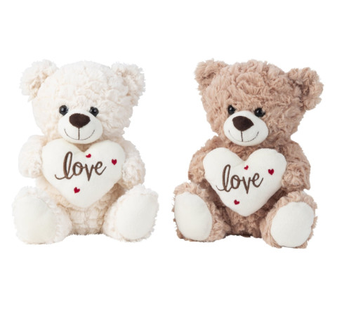 Plüsch-Bär "Balu u. Mira" mit Herz in beige und braun - 25 cm