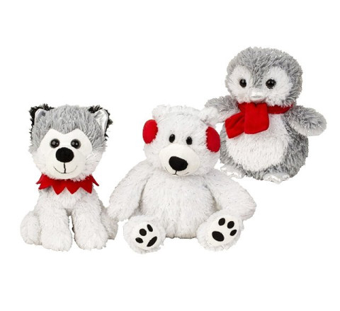 Plüsch-Wintertiere "Husky, Eisbär, Pinguin" - 20-22 cm