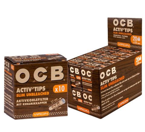 OCB Active Tips "Slim Unbleached" 20 x 10 Tips