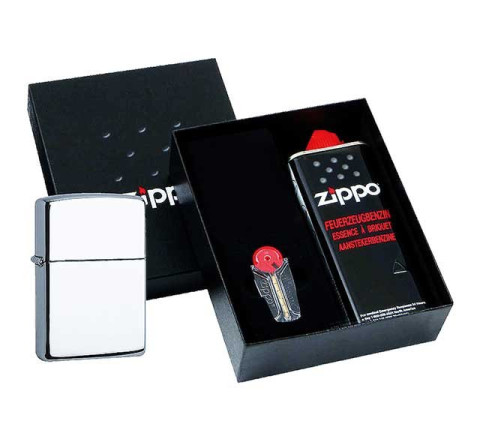 Zippo Chrom Poliert "Geschenk-Set"