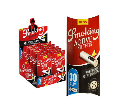 Smoking Active Filters - Slim 6mm - Aktivkohlefilter - á Packung 30 Stck