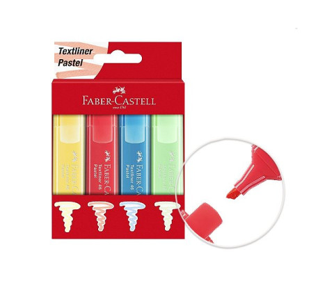FABER CASTELL Text-Marker 46 PASTEL - 4-er Pack