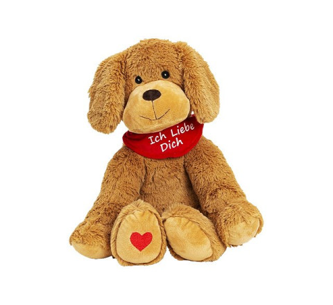 Plüsch-Hund - Herzpfote - Schal "Ich Liebe dich" - 35 cm