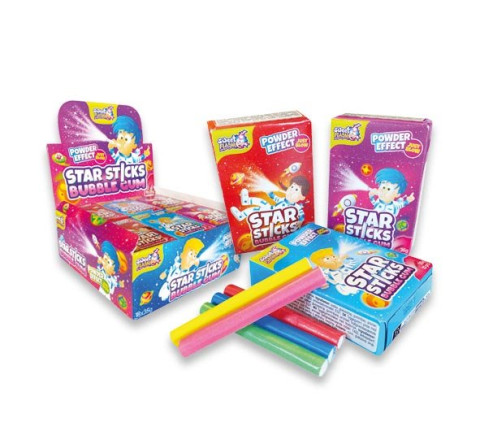 Star Sticks Bubble Gum - m. Pudereffekt - 35g