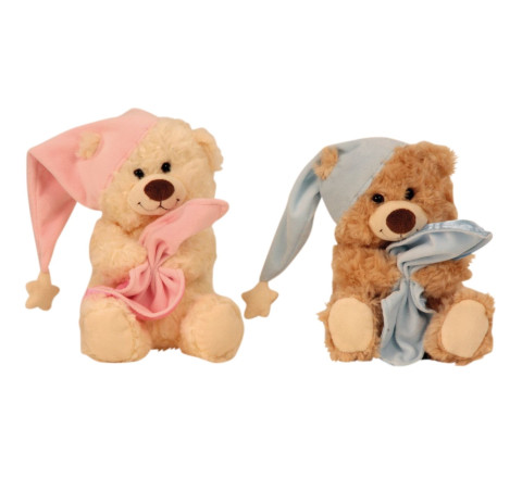 Plüsch-Schlafbärchen "Nana u. Gigi" sitzend rosa & blau - 20 cm
