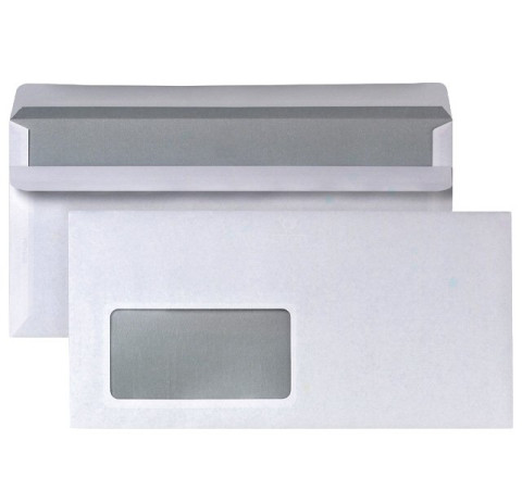 Briefumschläge DIN LANG mit Fenster 25er Offset weiß 72g Selbstklebend