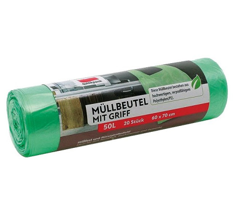 Müllbeutel 35 ltr. 25 Stck. mit Griff  54x63 cm grün