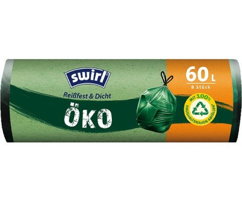 Swirl Öko-Müllbeutel mit Zugband 60L 8er Pack