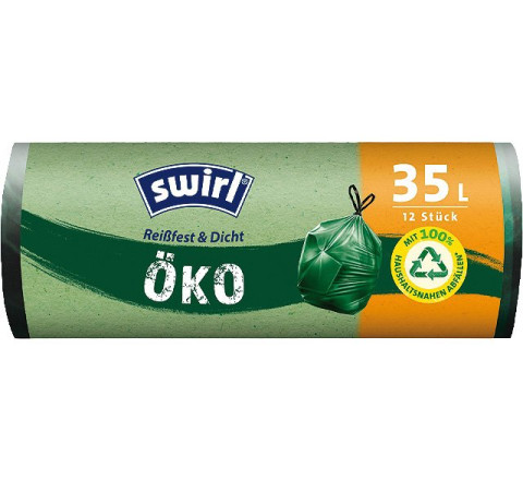 Swirl Öko-Müllbeutel mit Zugband 35L 12er Pack